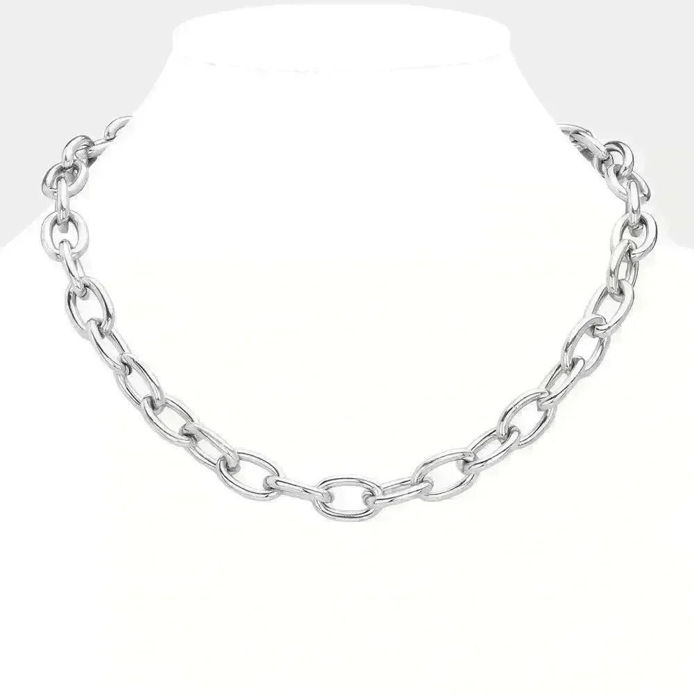 Stainless Steel Open Link Chain Necklace